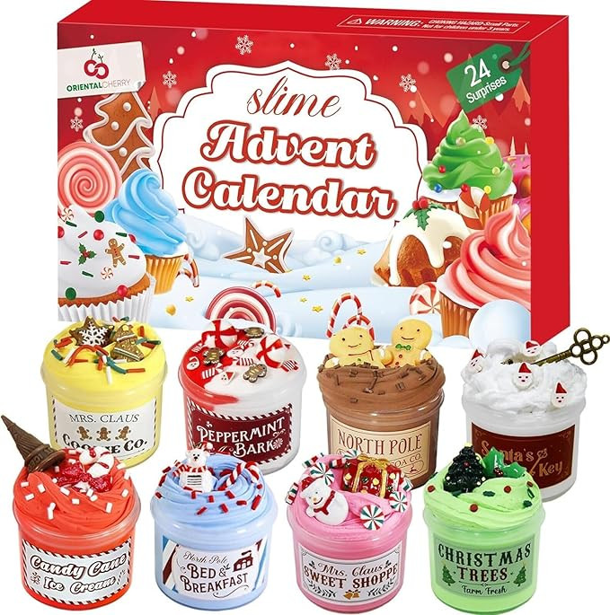 Advent Calendar 2024-24 Days of Slime and Charms Kit - Christmas Countdown Calendars Gifts for Gi... | Amazon (US)