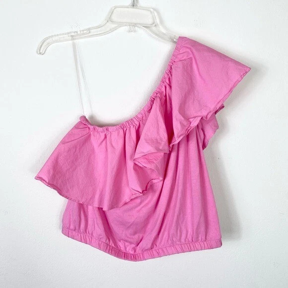 A New Day Bubblegum Pink Ruffled One Shoulder Blouse Shirt Top Size M | eBay US