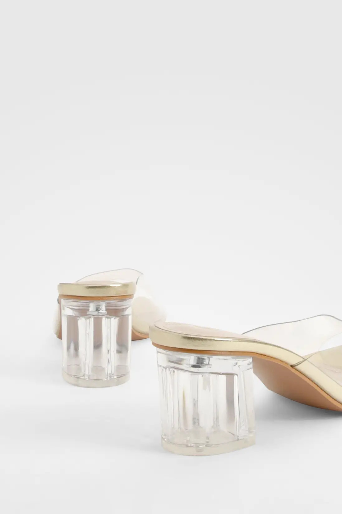 Gold Clear Block Heeled Mules | Boohoo | Boohoo.com (UK & IE)