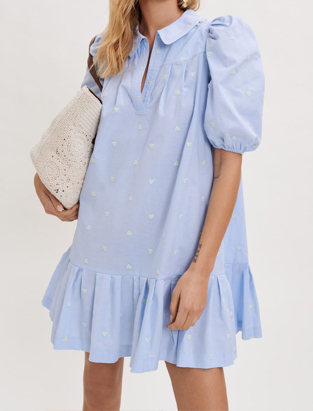 Embroidered cotton poplin dress | Maje US
