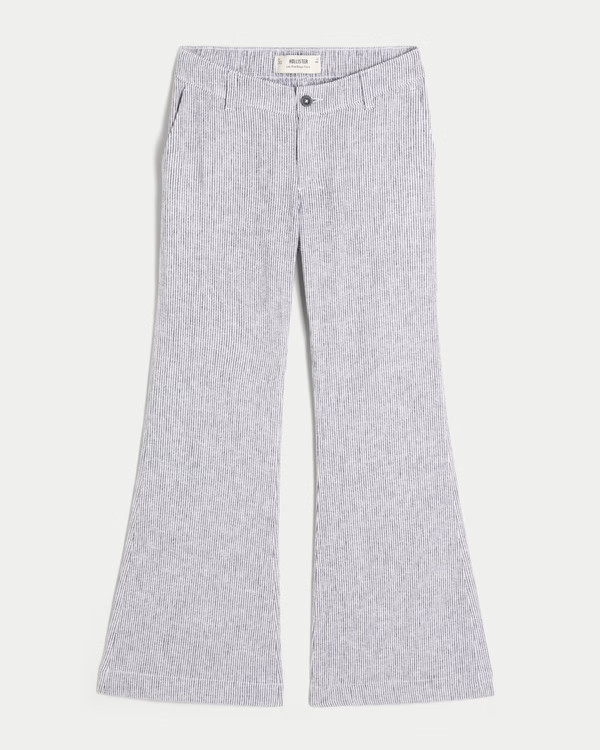Women's Low-Rise Linen-Blend Baggy Flare Pants | Women's Bottoms | HollisterCo.com | Hollister (UK)