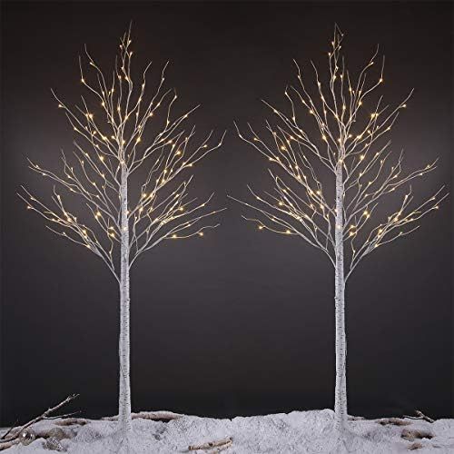 LIGHTSHARE 8 Feet Birch Tree, 132 LED Lights, Warm White, for Home,Set of 2, Festival, Party, and... | Amazon (US)