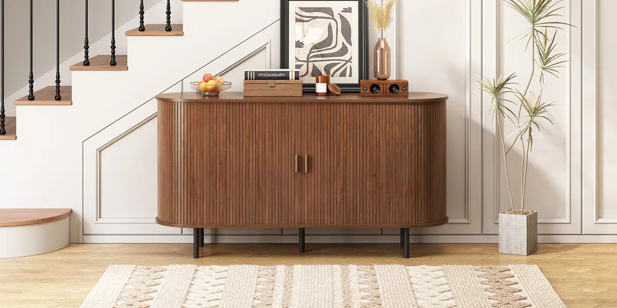 55'' Sideboard Storage Cabinet With Doors And Shelves - Credenza Storage Cabinet For Office, Bedr... | Wayfair North America