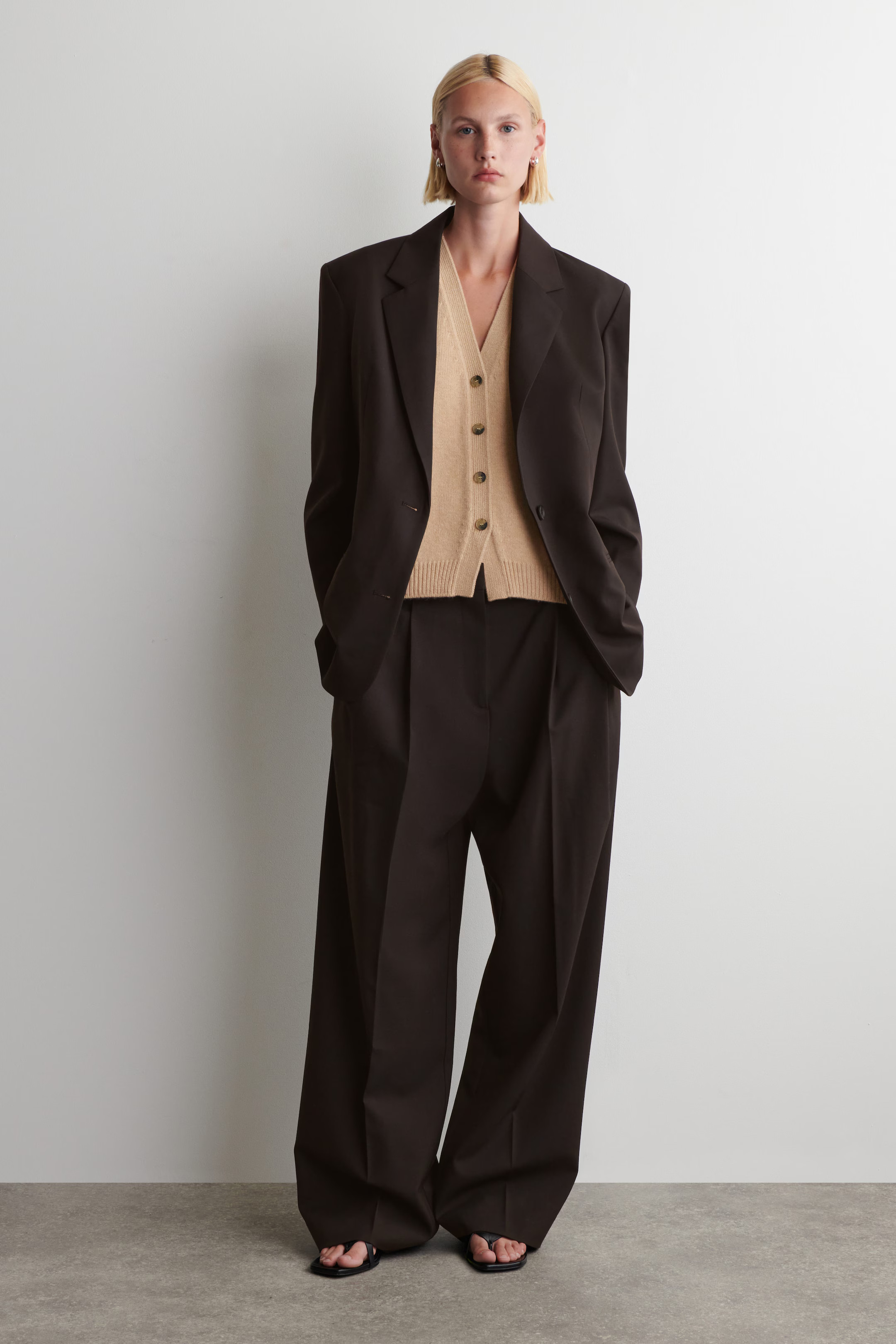 KNITTED CASHMERE-BLEND VEST - BEIGE | COS | COS UK