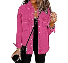 luvamia 2024 Jean Jackets for Women Fashion Oversized Button Down Denim Jacket Western Fall Shack... | Amazon (US)