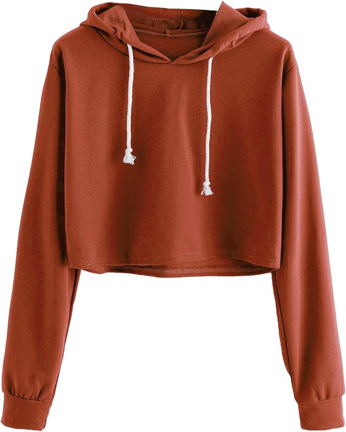 MAKEMECHIC Women's Cropped Hoodie Casual Workout Crop Sweatshirt Tops | Amazon (US)