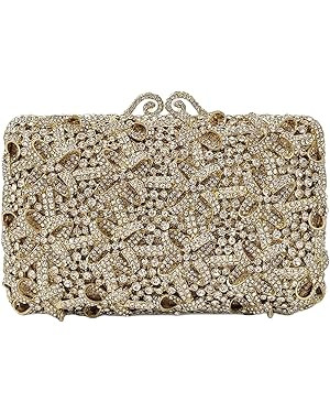 HUANG ZHUANG Bling Elegant Crystal Clutch Purse Luxury Rhinestone Evening Bag Prom Women Party We... | Amazon (US)