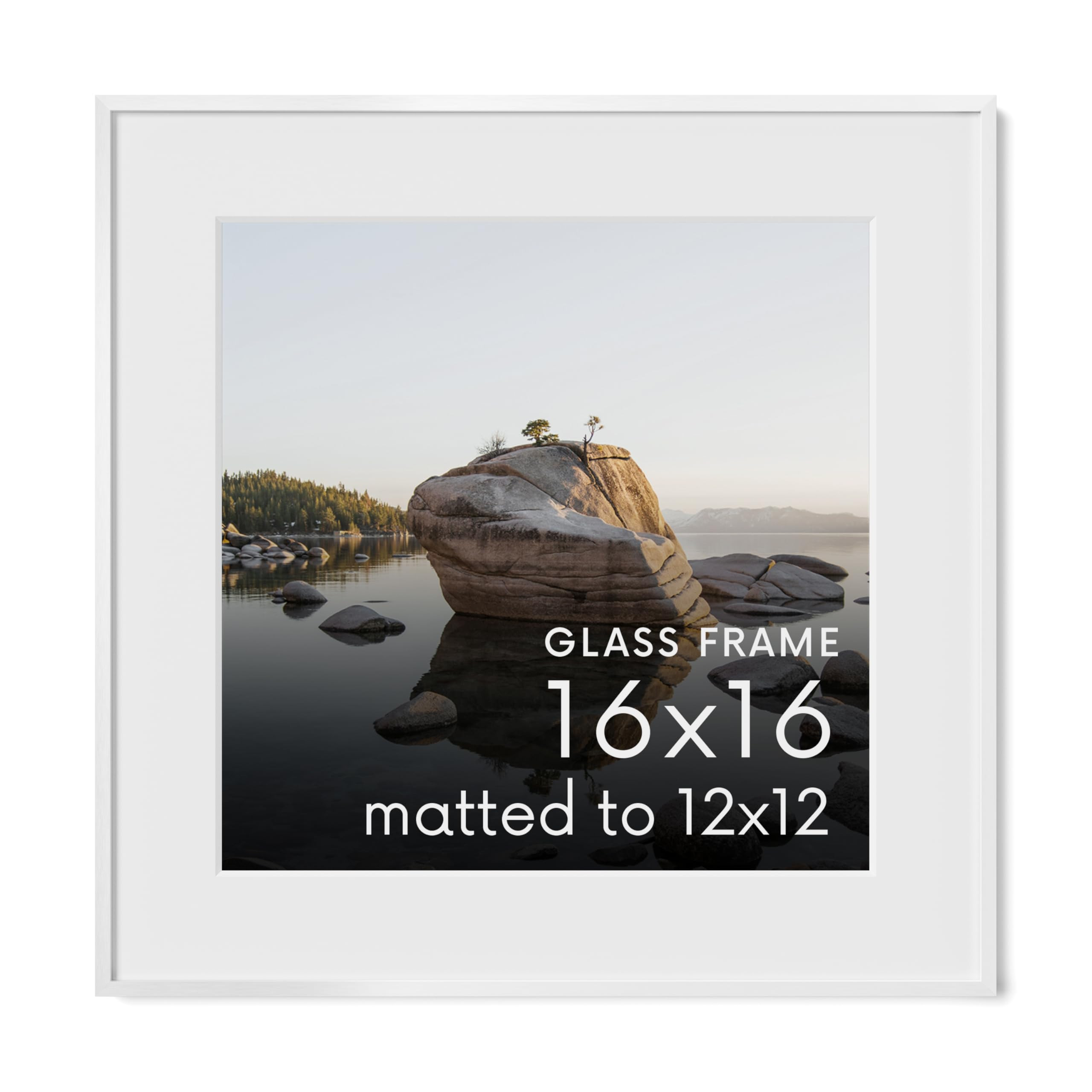 Amazon.com - HAUS AND HUES 16x16 Picture Frame with Real Glass & White Premium-Grade Metal Matted... | Amazon (US)