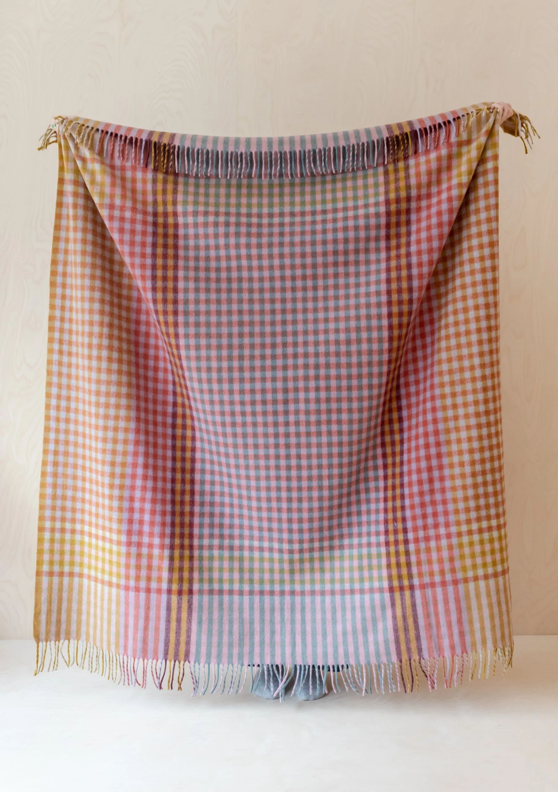 Recycled Wool Blanket in Lilac Block Micro Gingham | The Tartan Blanket Co.