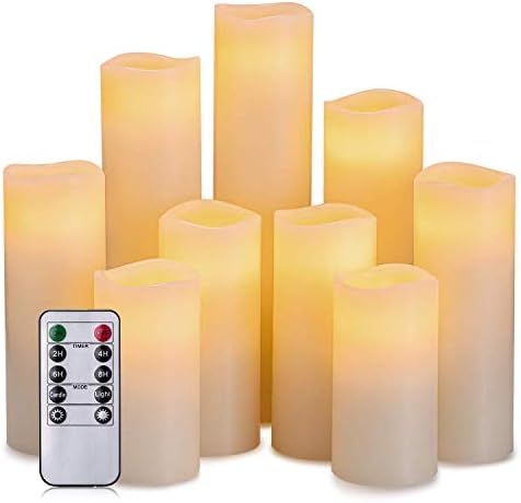 Hausware Flameless Candles Battery Operated Candles H 4" 5" 6" 7" 8" 9" Real Wax Pillar Flickerin... | Amazon (US)