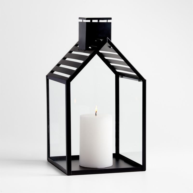 Haus Black Metal Lantern 17.5" + Reviews | Crate and Barrel | Crate & Barrel