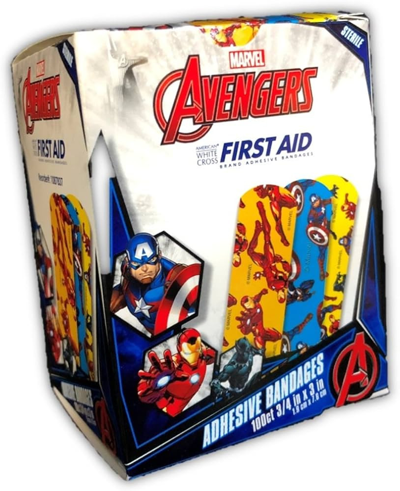 Marvel Avengers Bandages 100CT, 3/4"x3" (Ironman, Captain America, Black Panther) | Amazon (US)