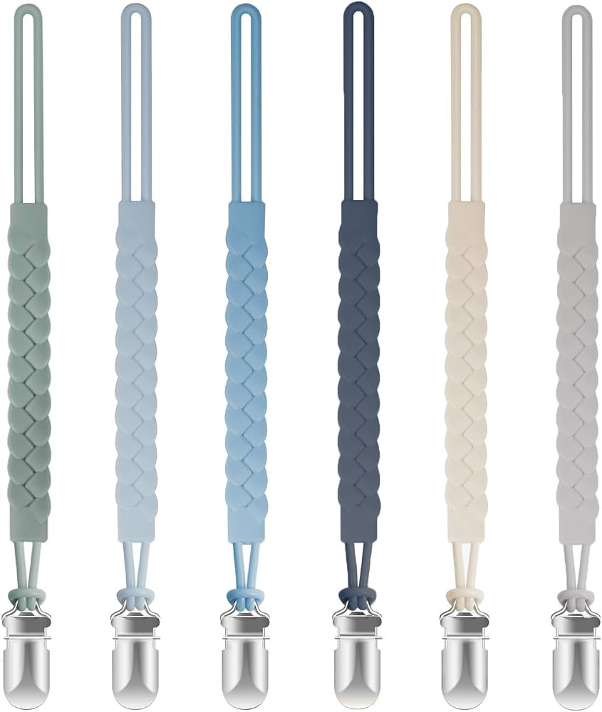TenderBabe Silicone Pacifier Clip for Baby Boys and Girls, Pack of 6 Soft Flexible Paci Binky Cli... | Amazon (US)