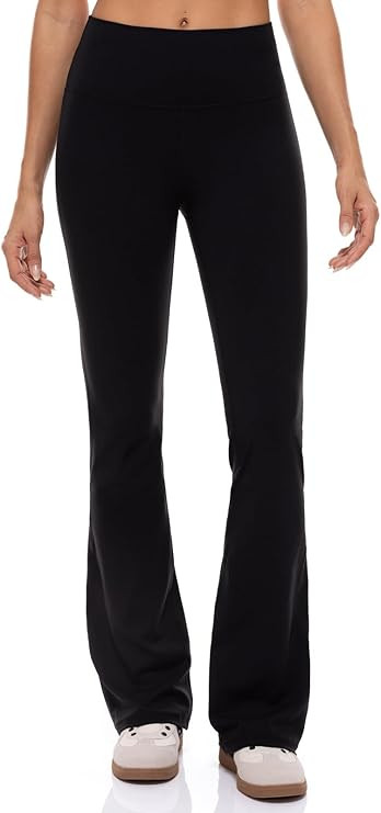 Lavento Women's Flare Pants 26"/28"/30"/32"/34" - High Waisted Flared Yoga Pant in Petite/Regular... | Amazon (US)