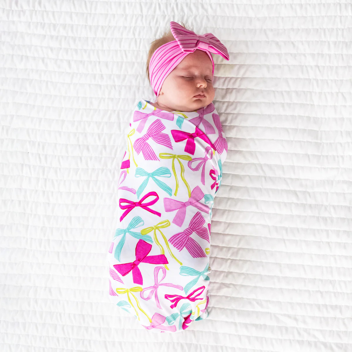 Ribbons & Bows Swaddle & Luxe Bow Headband Set | Little Sleepies