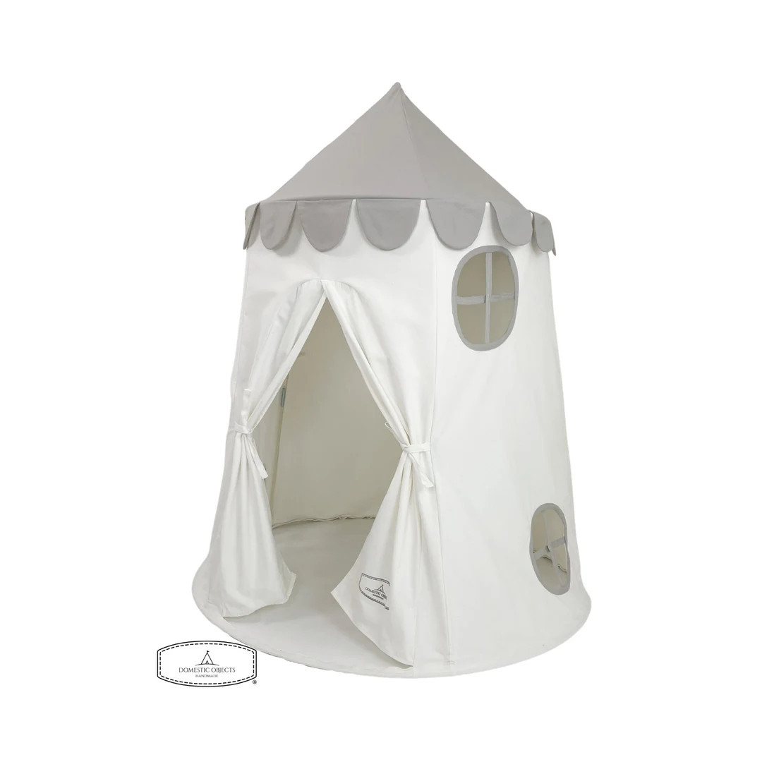 Tower Tent Gray and White Soft Cotton Canvas With Storage Bags - Etsy | Etsy (US)