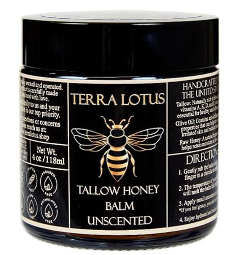 Organic Grass-Fed Beef Tallow Balm with Raw Honey - Moisturizing Cream for Soft, Smooth Skin - Handmade All-Natural Moisturizer - 4 oz (Unscented) | Amazon (US)