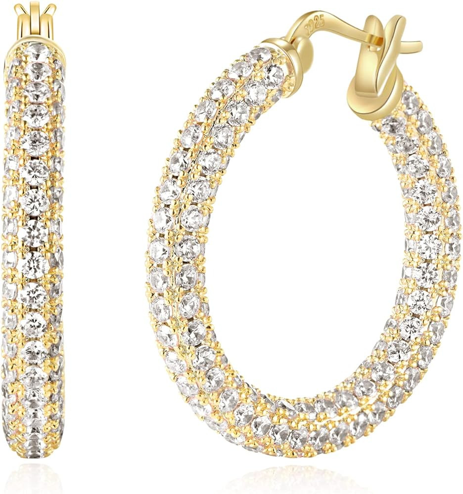 CiNily Hoop Earrings for Women Hypoallergenic, 14K Gold Plated 925 Sterling Silver Lightweight Mu... | Amazon (US)