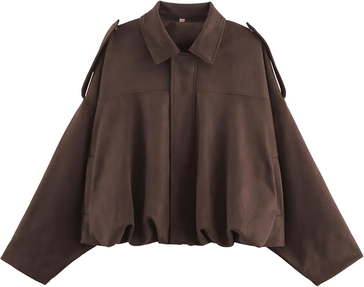 Chaqueta bomber de gamuza sintética para mujer, casual, ligera, manga larga de murciélago, abri... | Amazon (US)