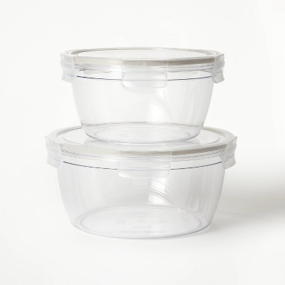 4pc (set of 2) 8.5 Cup and 14 Cup Tritan Plastic Round Food Storage Container Set with Lids Clear - Figmint™: Stackable | Target