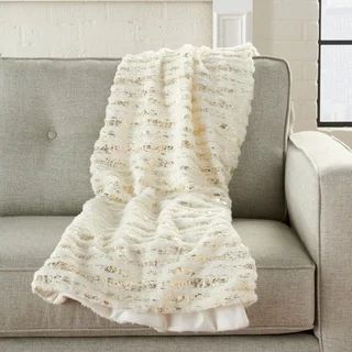 Mina Victory Foil Stripes Plush Throw Blanket | Bed Bath & Beyond