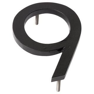 Montague Metal Products 10 in. Black Aluminum Floating or Flat Modern House Number 9 | The Home Depot