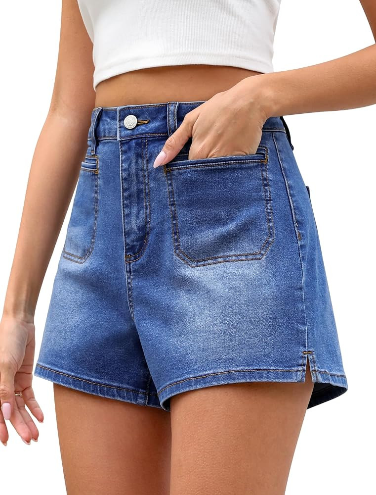 Eddoyee Jean Shorts for Women with Pockets High Waisted | Amazon (US)