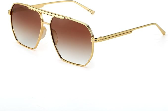 Oversized Tangle Free Aviator Sunglasses for Women Men Square Polarized UV400 Fashion Trendy Sun ... | Amazon (US)