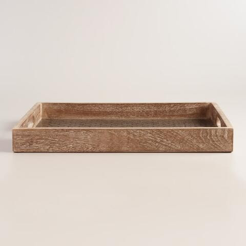 Embossed Wood And Metal Serving Tray | World Market