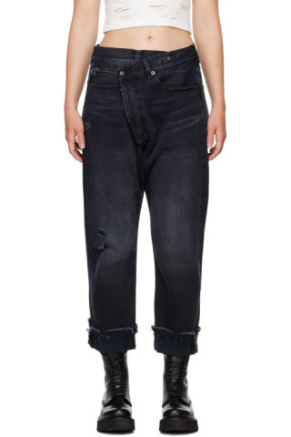 Black Crossover Jeans | SSENSE