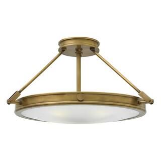 Collier 22 in. 4-Light Heritage Brass Semi-Flush Mount | The Home Depot