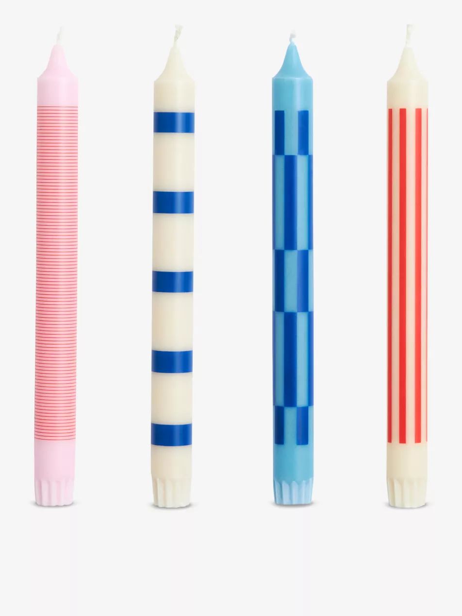 Graphic-pattern wax candles set of four | Selfridges