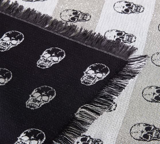 Skull Metallic Jacquard Table Throw | Pottery Barn (US)