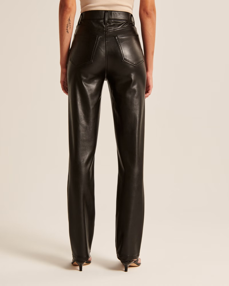 Women's Criss-Cross Waistband Vegan Leather 90s Straight Pants | Women's Up To 50% Off Select Sty... | Abercrombie & Fitch (US)