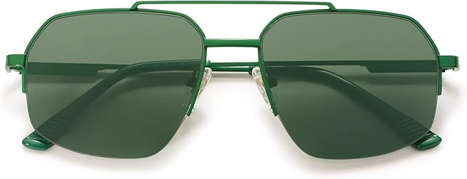 SOJOS Trendy Aviator Sunglasses Mens Womens Retro Double Bridge Metal Frame Semi-Rimless Shades S... | Amazon (US)