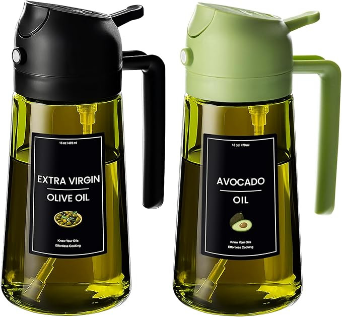 CXINYI - 16oz/470ml Olive Oil Dispenser for Kitchen with Stickers - 2 in 1 Olive Oil Sprayer for ... | Amazon (US)