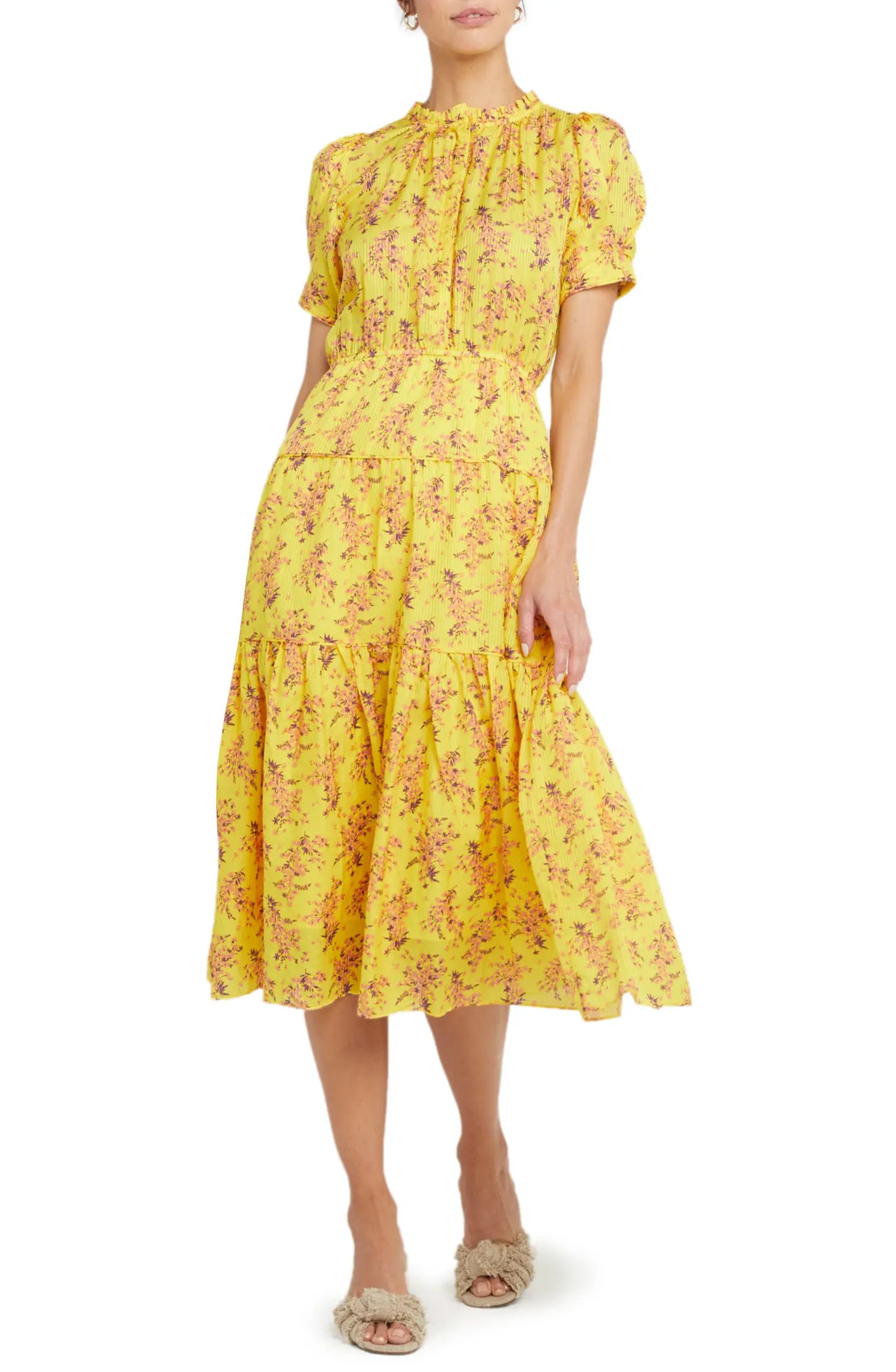 Bianca Floral Short Sleeve Midi Dress | Nordstrom