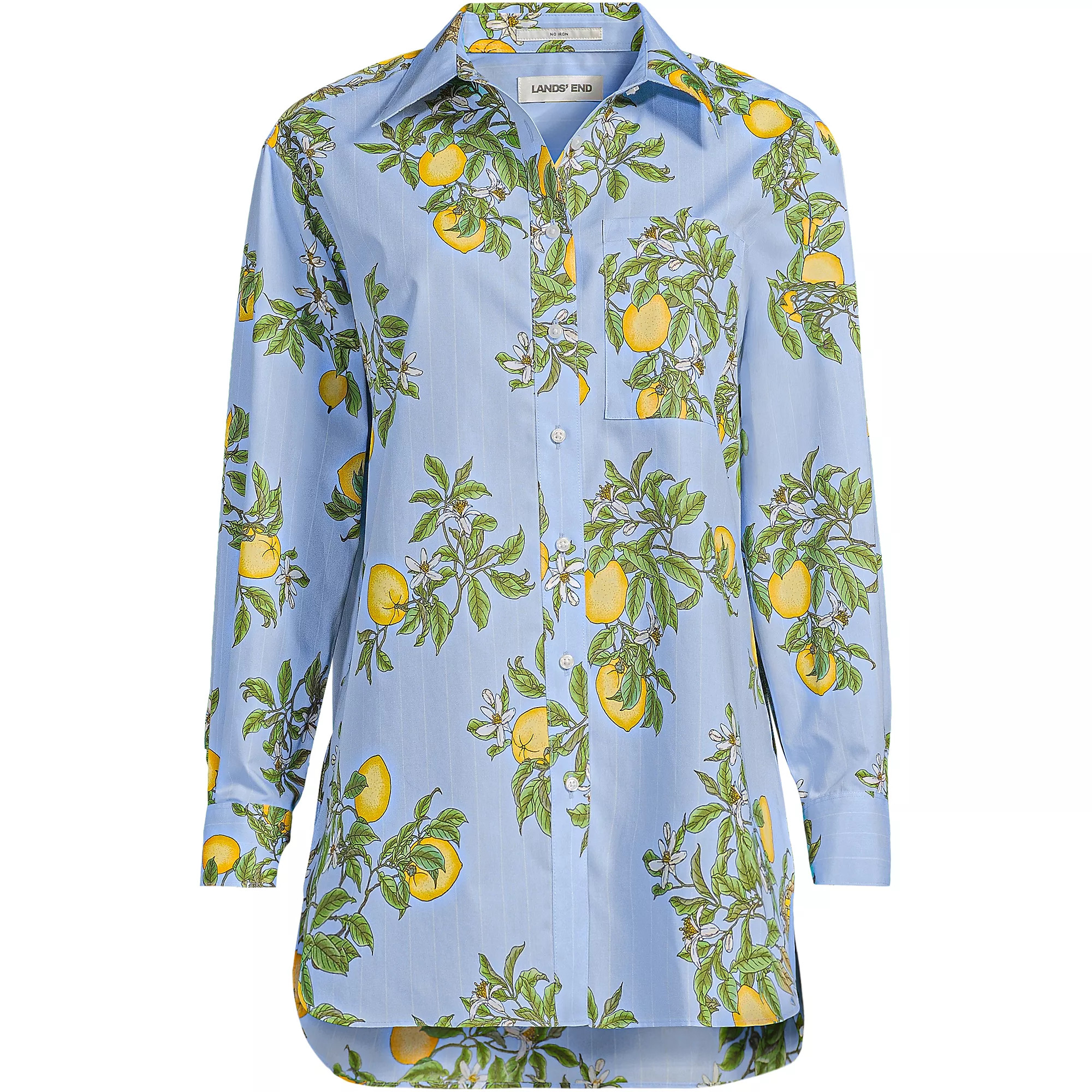 Women's Oversized No Iron Tunic with Statement Collar Shirt | Lands' End (US)