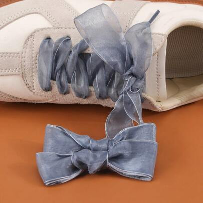 1 Paio Di Lacci Per Scarpe In Seta E Raso Alla Moda, Lacci Piatti Morbidi E Confortevoli Adatti Per Le Sneakers | SHEIN