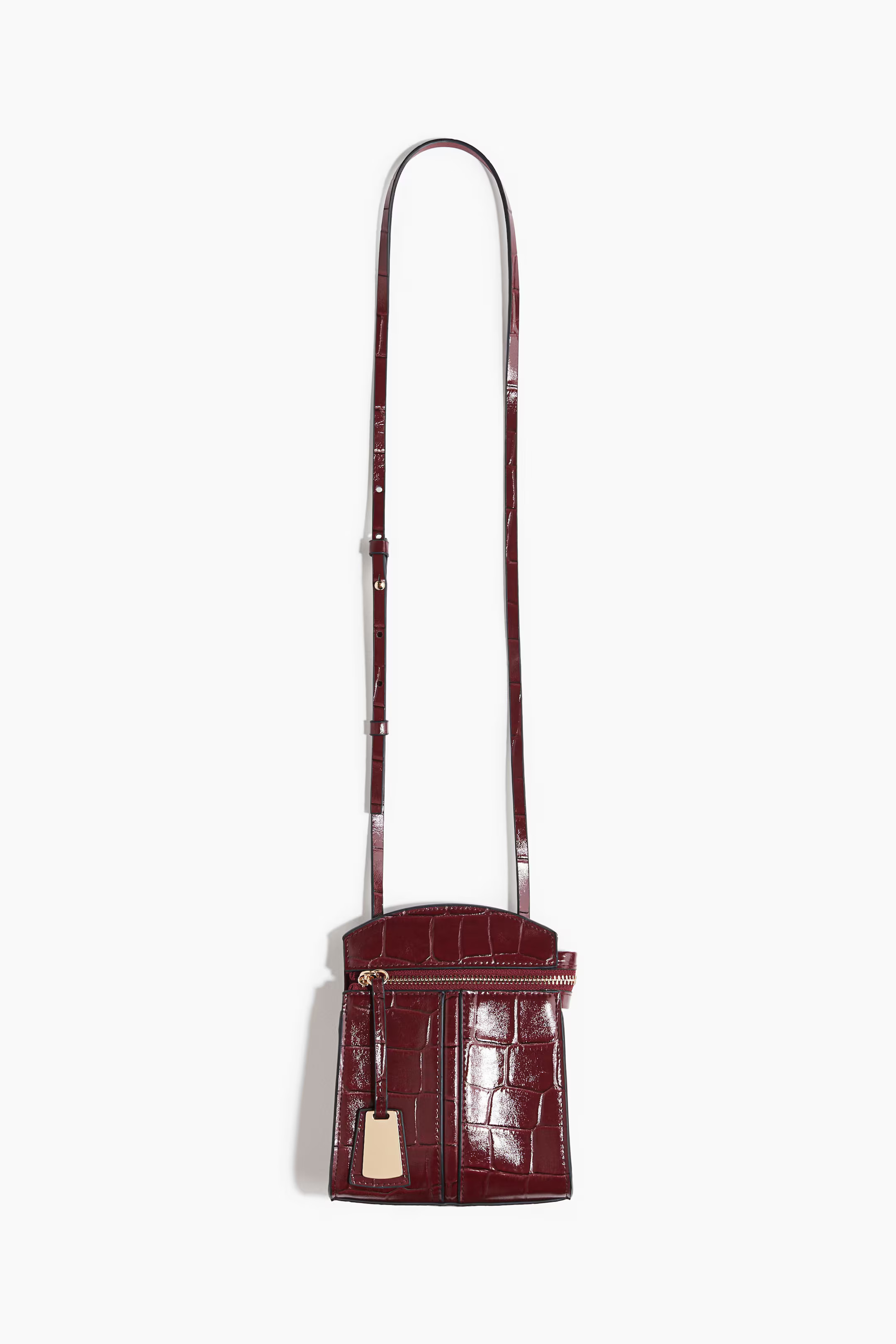 Crossbody bag - Burgundy/Crocodile pattern - Ladies | H&M GB | H&M (UK, MY, IN, SG, PH, TW, HK)