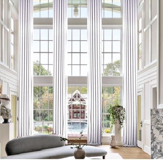 Ikiriska Extra Long Luxury Solid Linen Curtain Custom Made 12 13 14 15 16 17 18 20 24 ft Off Whit... | Amazon (US)