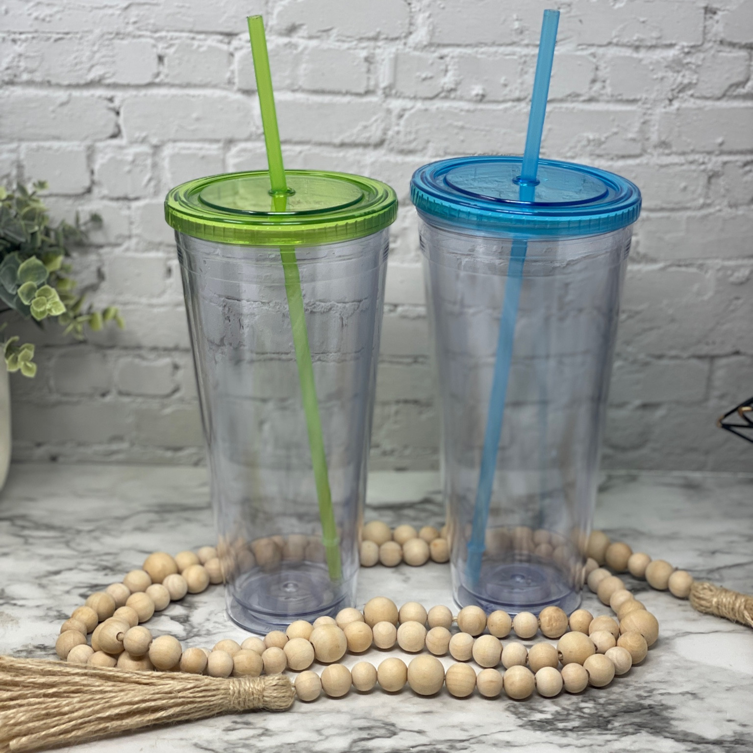  Zukro Clear Acrylic Tumbler with Straw and Lid 32 oz