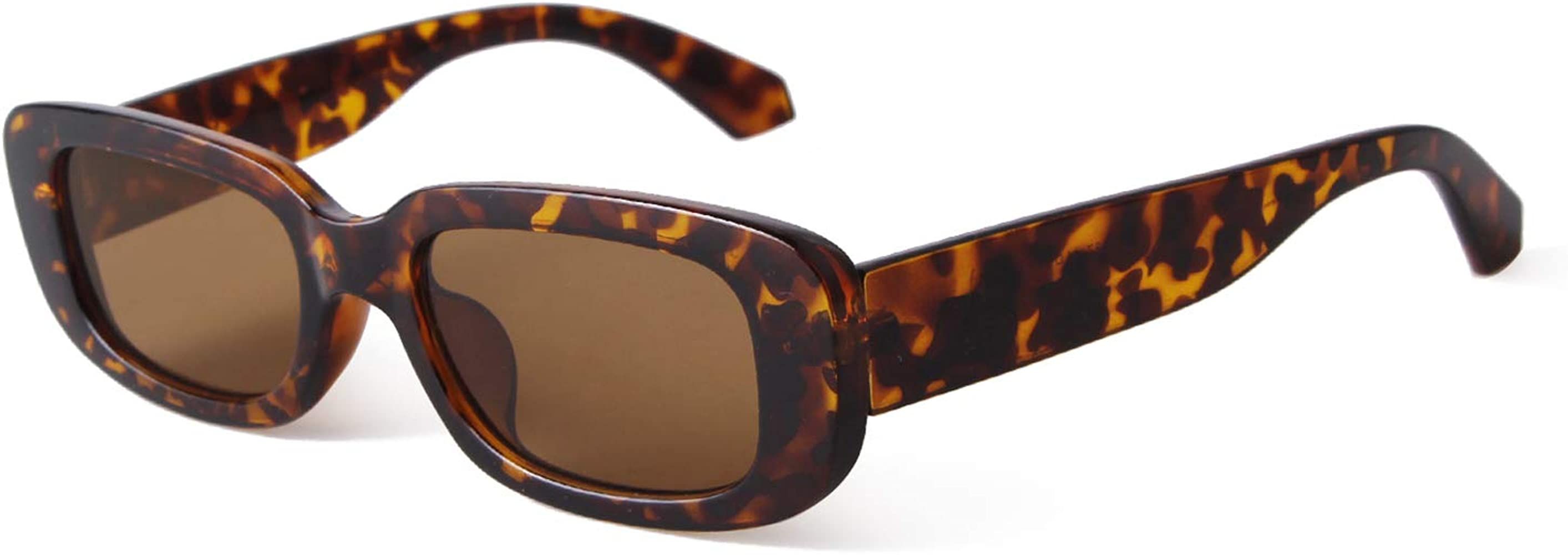 Rectangle Sunglasses Women Vintage Retro Glasses Wide Black Tortoise Frame | Amazon (CA)