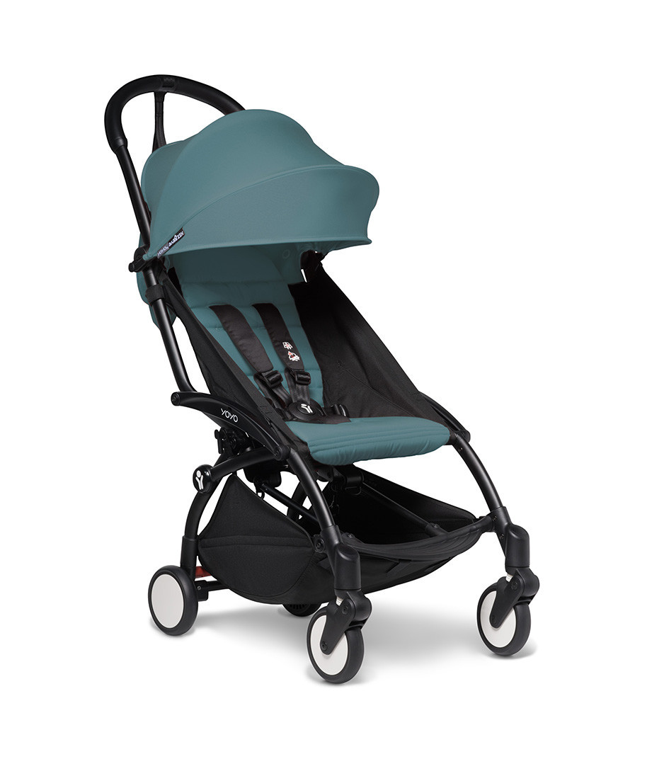 YOYO² Stroller 6+ Black Frame with Aqua Textiles | Stokke