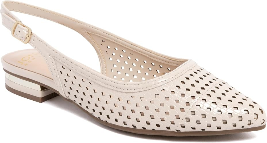 Jones New York Women’s Slingback Flats – Classic Pointed Toe Dress Shoes with Back Straps and... | Amazon (US)