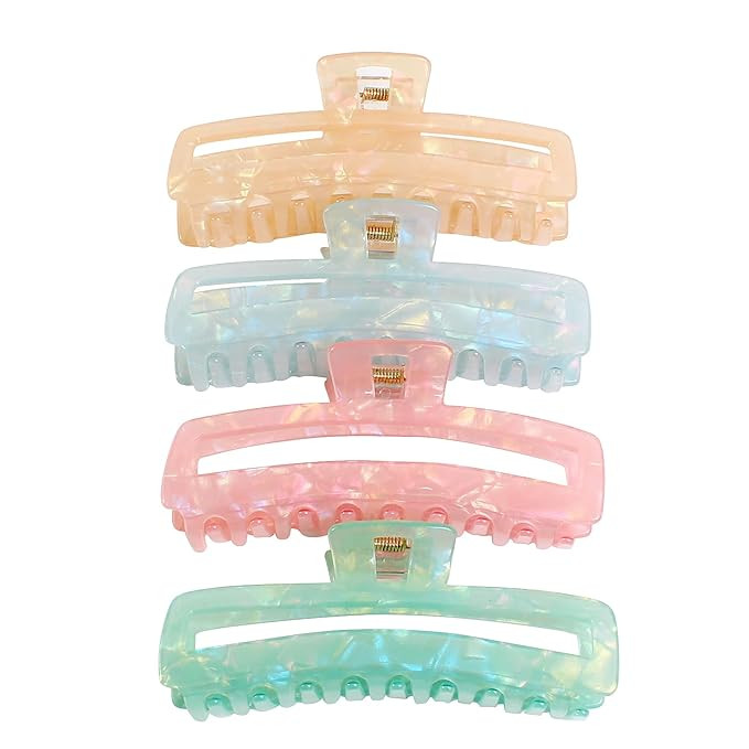 Large Rectangle Hair Clips for Women Girls,Nonslip French Hair Claw Clips for Thin/Medium Thick H... | Amazon (US)