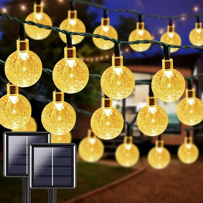 LORRYTE 2-Pack 64FT 100 LED Crystal Globe Solar String Lights Outdoor, Waterproof Solar Lights fo... | Amazon (US)