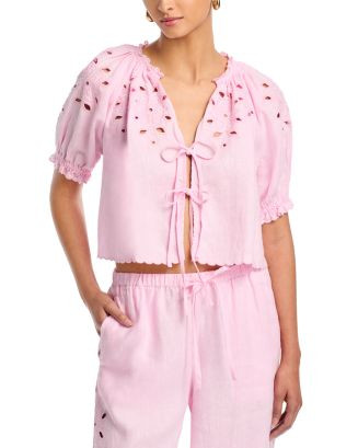 Lizbeth Linen Eyelet Top | Bloomingdale's (AU)