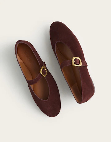 The Remy Puffy-Buckle Mary Jane Flat in Suede | Madewell