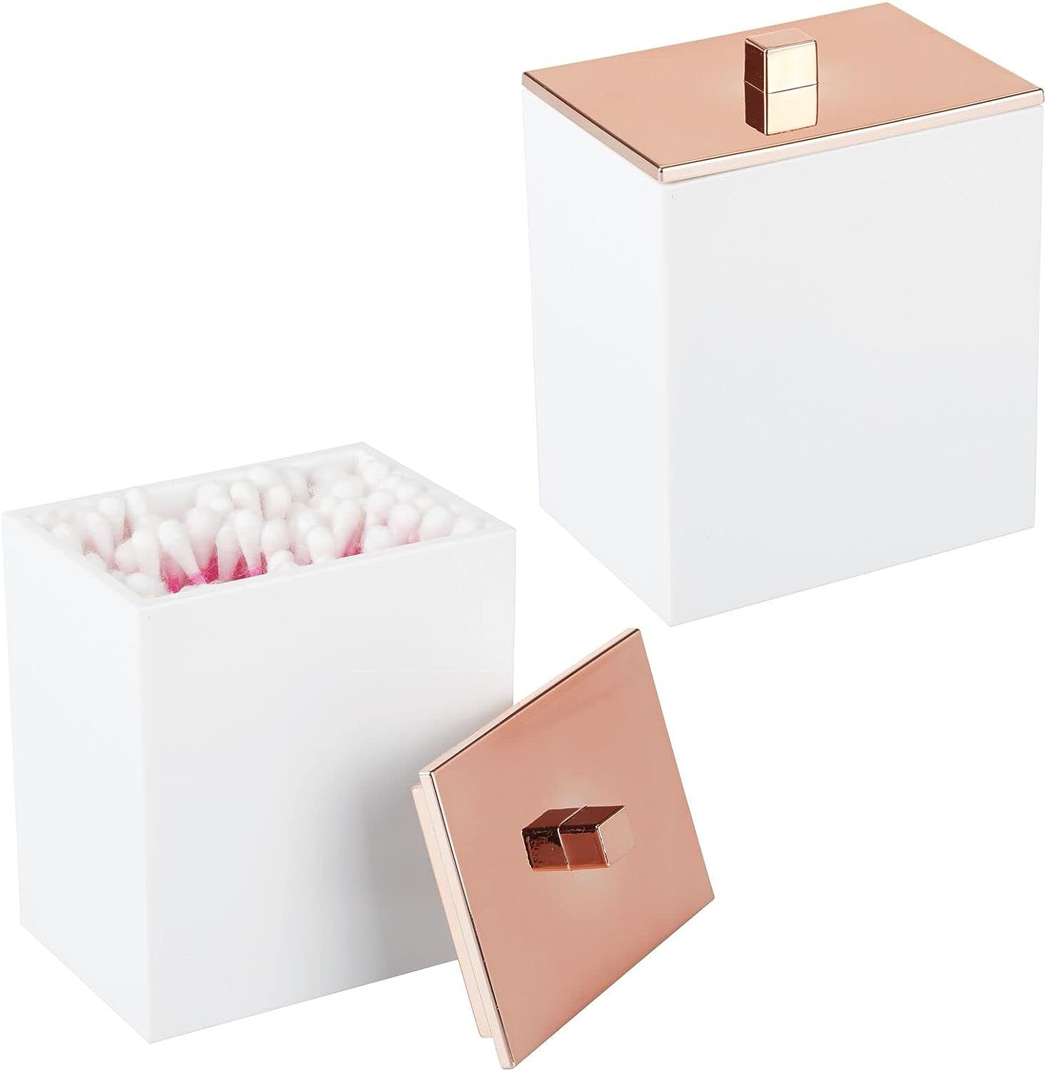 mDesign Plastic Square Apothecary Jar Storage Organizer Holder for Bathroom Vanity Countertop She... | Amazon (US)